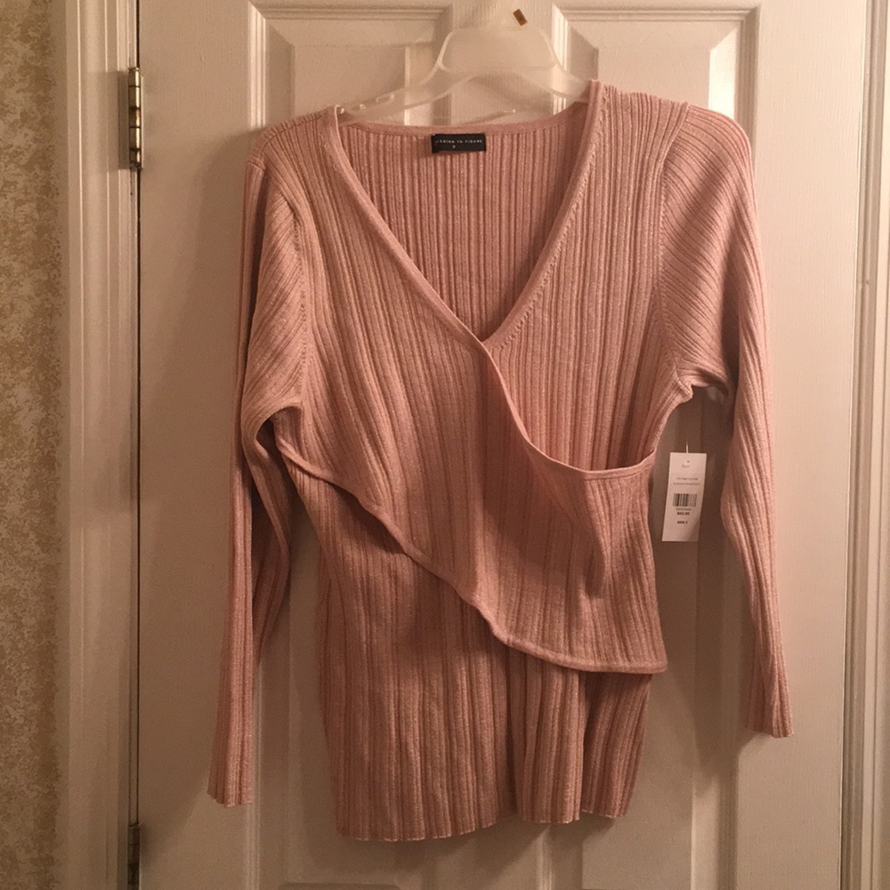 Plus size pink wrap sweater